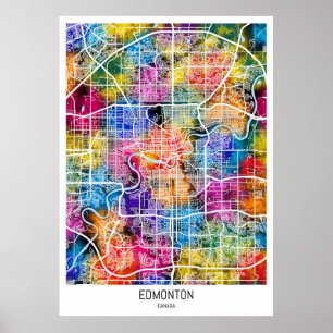Poster Carte de la ville d'Edmonton Canada