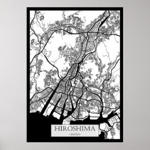 Poster Carte de la ville d'Hiroshima Japon
