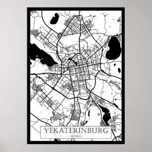 Poster Carte de la ville d'Iekaterinbourg Russie