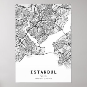 Poster Carte de la ville d'Istanbul