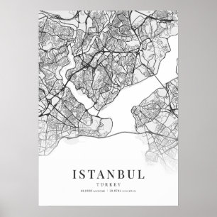 Poster Carte de la ville d'Istanbul