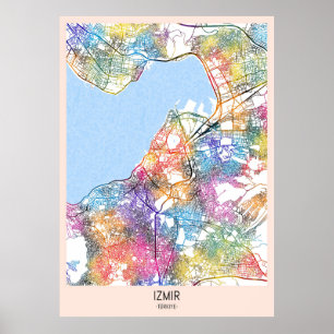 Poster Carte de la ville d'İzmir Türkiye