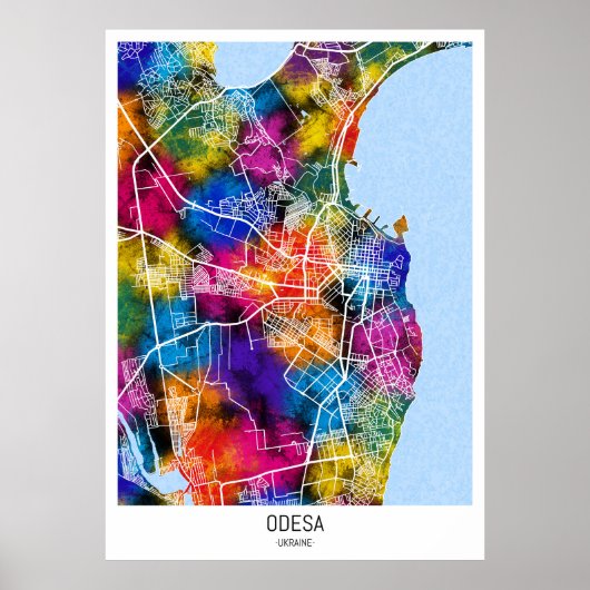 Poster Carte de la ville d'Odesa Ukraine (Devant)