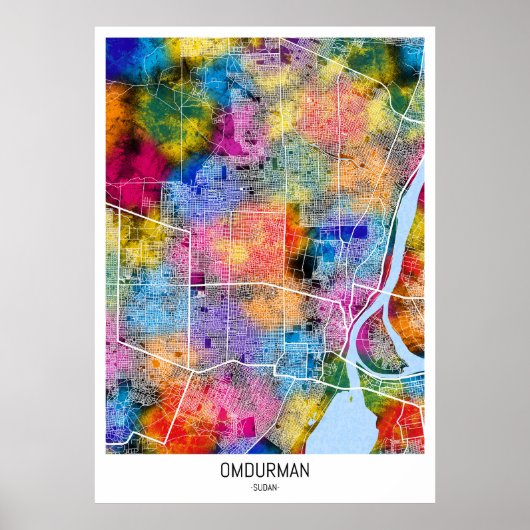 Poster Carte de la ville d'Omdurman (Devant)