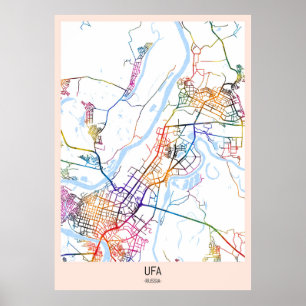 Poster Carte de la ville d'Oufa Russie