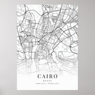 Poster Carte de la ville du Caire