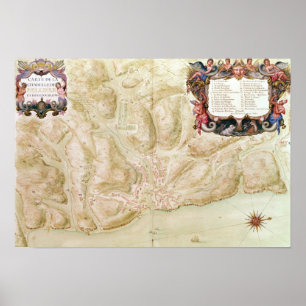 Poster Carte de la ville et de la citadelle de Bellisle