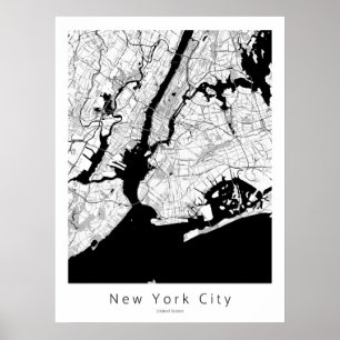 Poster Carte de la ville minimaliste moderne de New York