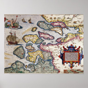 Poster Carte de la Zélande, vers 1560