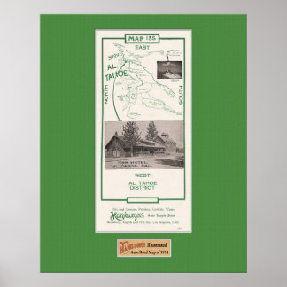 Poster Carte de la zone de Tahoe en 1914, Al Tahoe