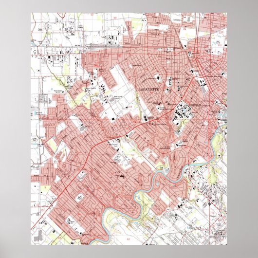 Poster Carte de Lafayette Louisiana (1983) (Devant)