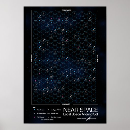 Poster Carte de l'affiche de l'Hexagon près de l'espace (Devant)