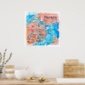 Poster Carte de l'affiche de voyage illustrée Havana Cuba (Cuisine)