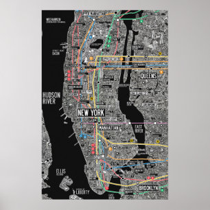 Poster Carte de l'affiche du métro New York City