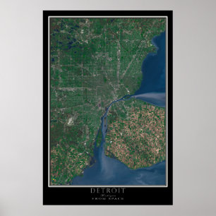 Poster Carte de l'affiche satellite de Detroit Michigan