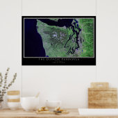 Poster Carte de l'affiche satellite de la péninsule olymp (Cuisine)