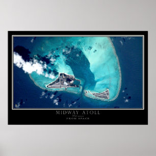 Poster Carte de l'affiche satellite de l'atoll de Midway