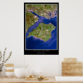 Poster Carte de l'affiche satellite de l'île de Wight (Cuisine)