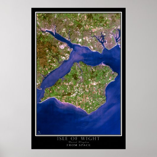 Poster Carte de l'affiche satellite de l'île de Wight (Devant)