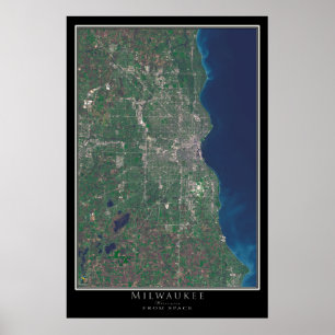 Poster Carte de l'affiche satellite de Milwaukee Wisconsi