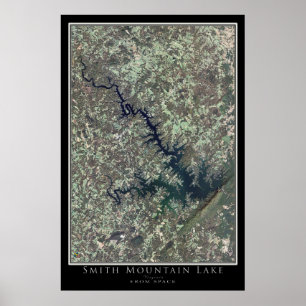 Poster Carte de l'affiche satellite de Smith Mountain Lak