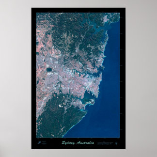 Poster Carte de l'affiche satellite de Sydney Australie