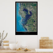 Poster Carte de l'affiche satellite de Tampa Bay Florida (Cuisine)