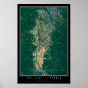 Poster Carte de l'affiche satellite de Willamette Valley 