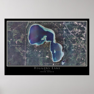 Poster Carte de l'affiche satellite du lac Higgins dans l