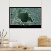 Poster Carte de l'affiche satellite du lac Houghton du Mi (Cuisine)