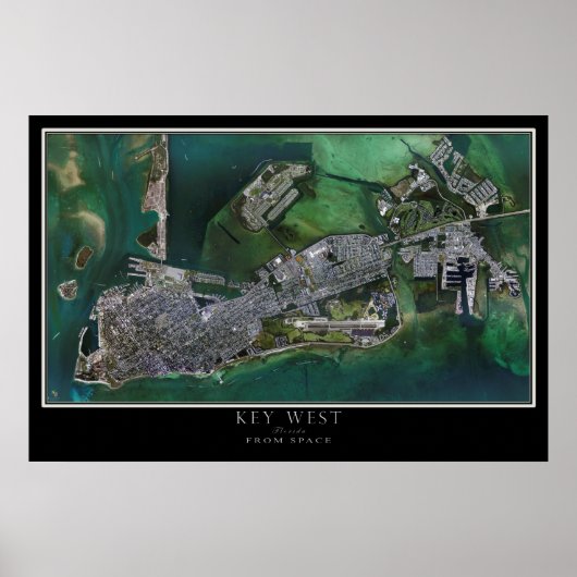 Poster Carte de l'affiche satellite Key West Florida (Devant)