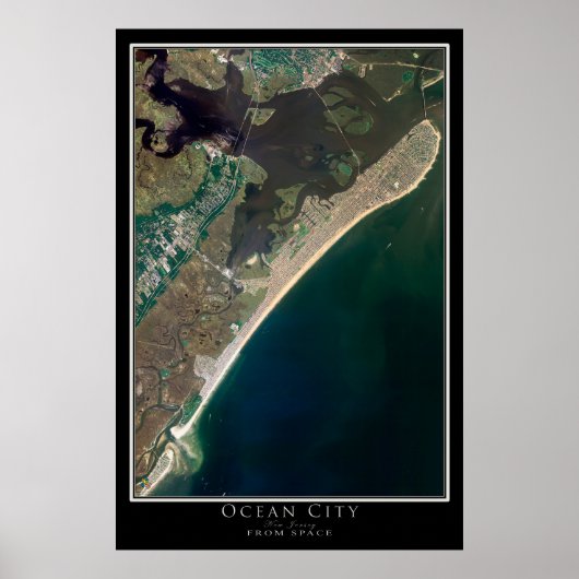 Poster Carte de l'affiche satellite Ocean City New Jersey (Devant)