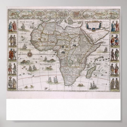 Poster carte de l'Afrique de 1600 (Devant)