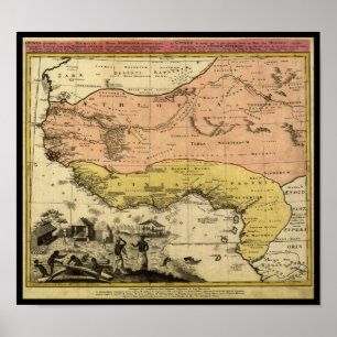 Poster Carte de l'Afrique de l'Ouest 1743