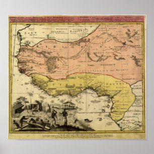 Poster Carte de l'Afrique de l'Ouest 1743