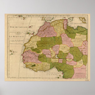 Poster Carte de l'Afrique de l'Ouest (c 1718)