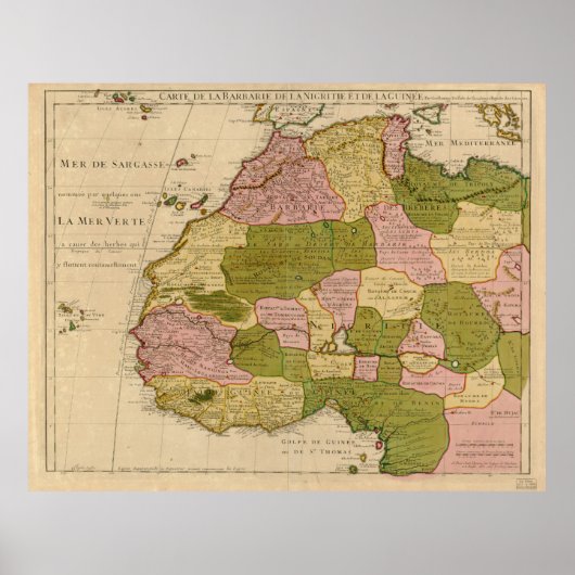 Poster Carte de l'Afrique de l'Ouest (c 1718) (Devant)