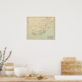 Poster Carte de l'Afrique du Sud Lithographiée (Cuisine)