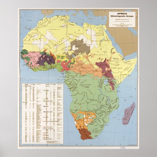 Poster Carte de l'Afrique, Groupes ethnolinguistiques (19 (Devant)