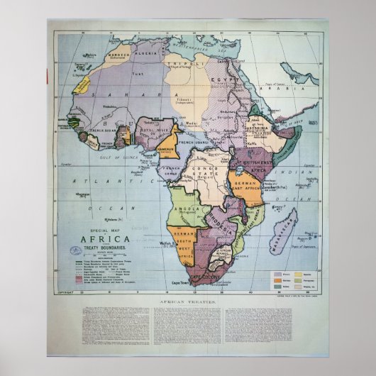 Poster Carte de l'Afrique montrant les limites des traité (Devant)