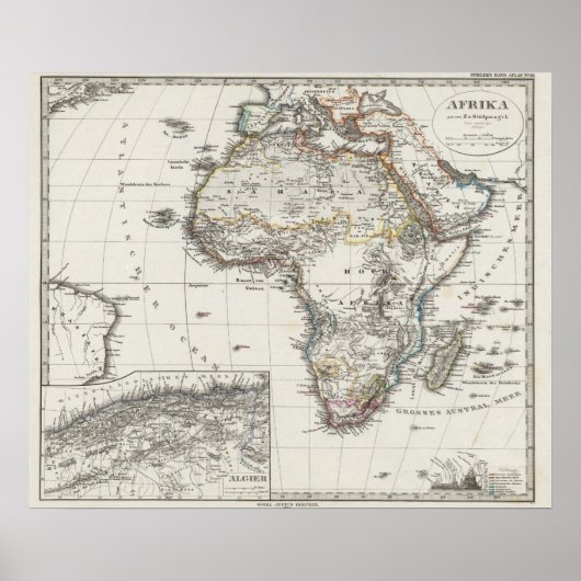 Poster Carte de l'Afrique par Stieler (Devant)