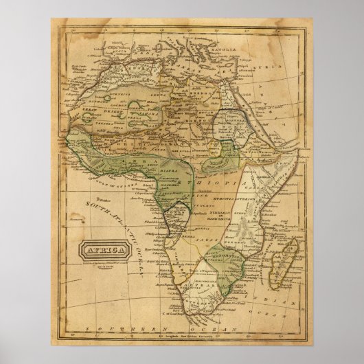 Poster Carte de l'Afrique par Worcester (Devant)