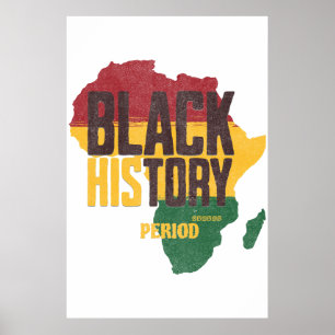 Poster Carte de l'Afrique Période d'Histoire Noire Famill