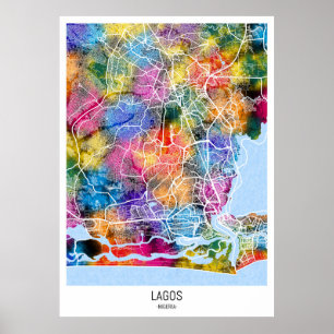 Poster Carte de Lagos Nigeria