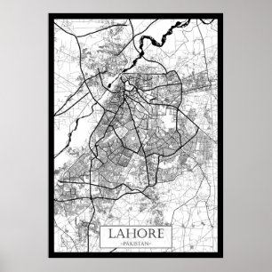 Poster Carte de Lahore Pakistan