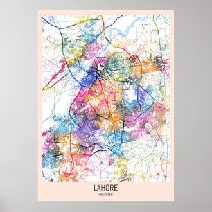 Poster Carte de Lahore Pakistan