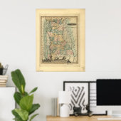 Poster Carte de l'Alabama 1826 (Bureau à domicile)