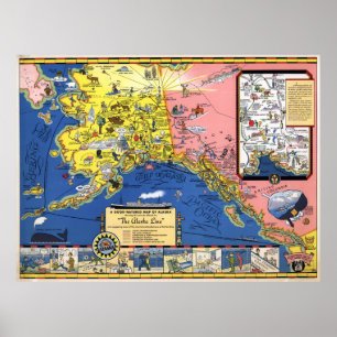 Poster Carte de l'Alaska