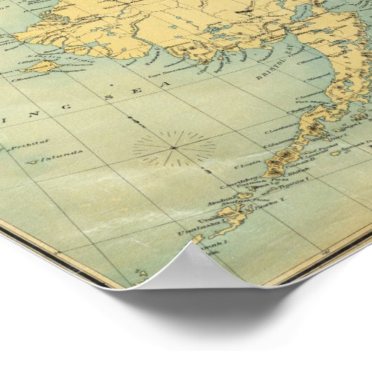 Poster Carte De L'Alaska (Coin)