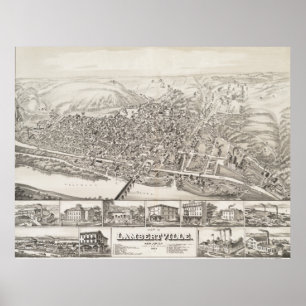 Poster Carte de Lambertville, New Jersey en 1883